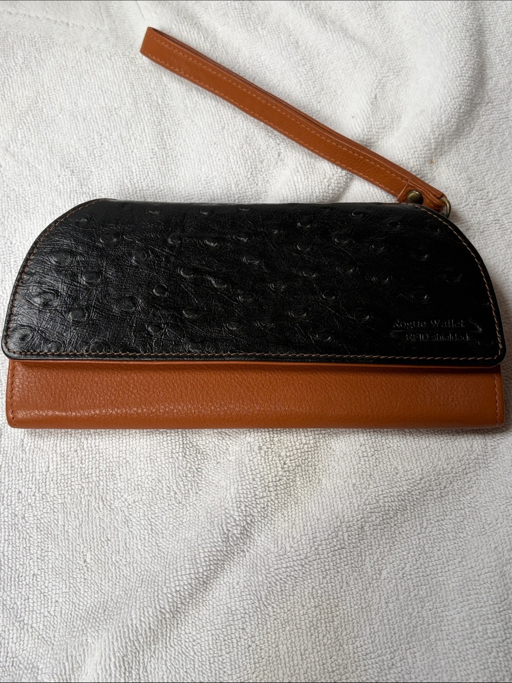 Rogue wristlet Black ostrich Tan Wristlet Wallet